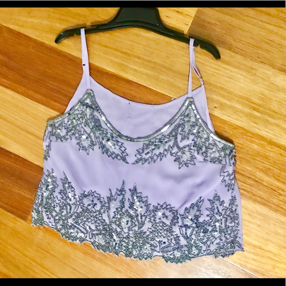 Gorgeous Lavender sequin and beads cropped top